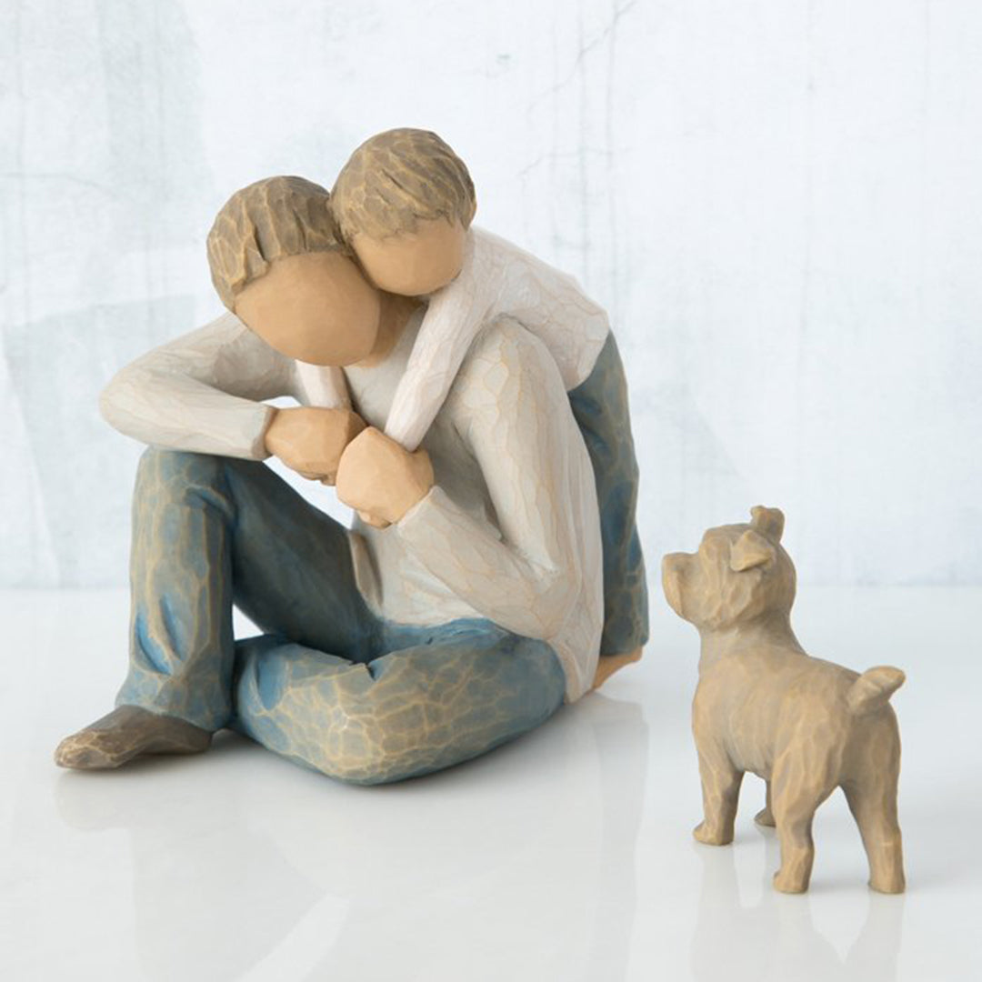 Father with 1 son and Dog