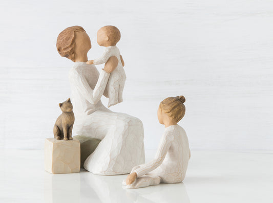 Grandmother with 2 Grandchildren and Cat