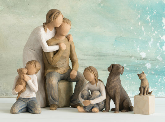 Parents with 2 Children, Boy, Girl, 2 Dogs and Cat