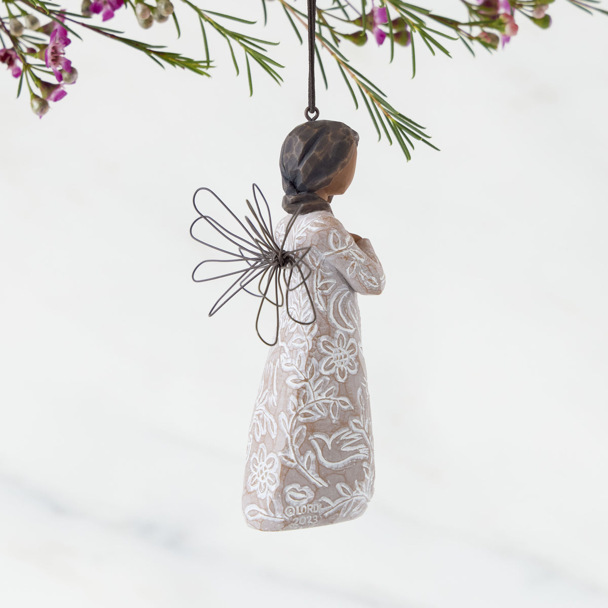 Remembrance Angel (Darker skin) Hanging Ornament