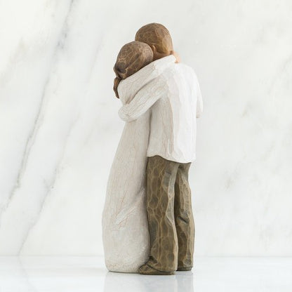 Back Side view of Willow Tree Promise couple figurine embracing