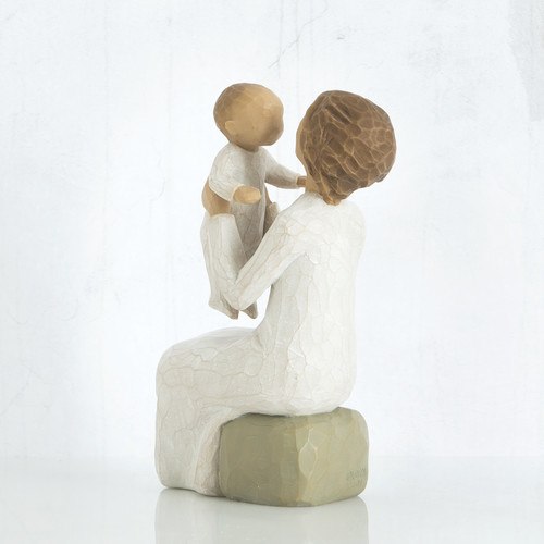 Side view of Willow Tree Grandmother figurine with baby